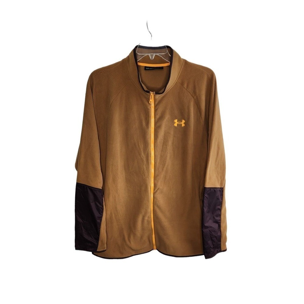 Under Armour Polartec Micro Fleece Full Zip Brown Jacket 1365682 Men's 2XL
